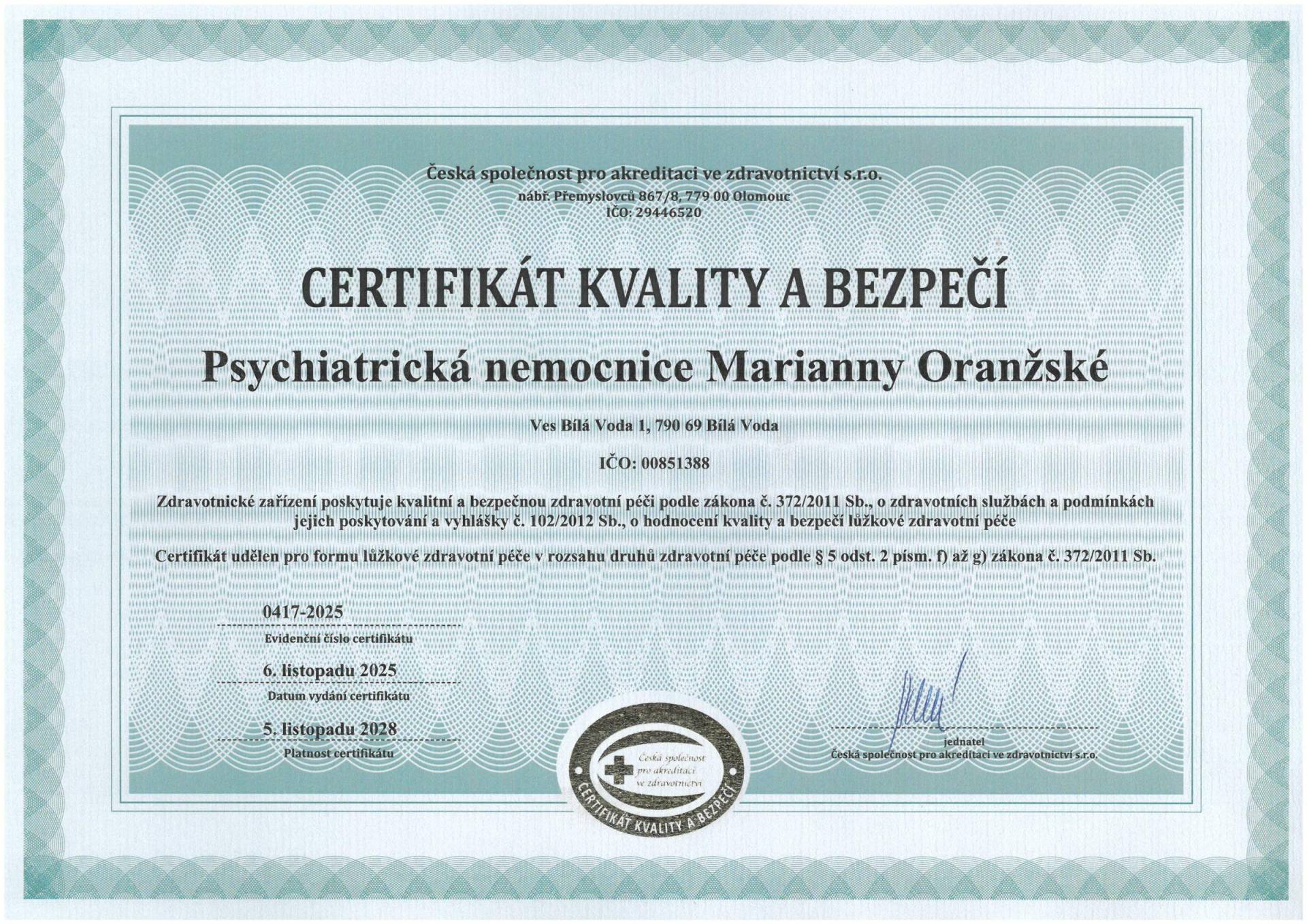 Crtifikát kvality a bezpečí 2025 - 2028.pdf